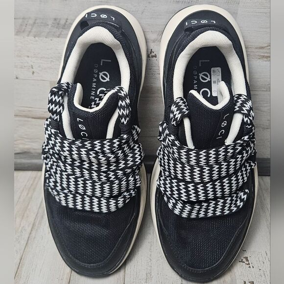 LØCI Vegan Sneakers W7 (M6) Black/White Chunky Laces LC-017-009-05 - Nicki Minaj - Picture 3 of 12
